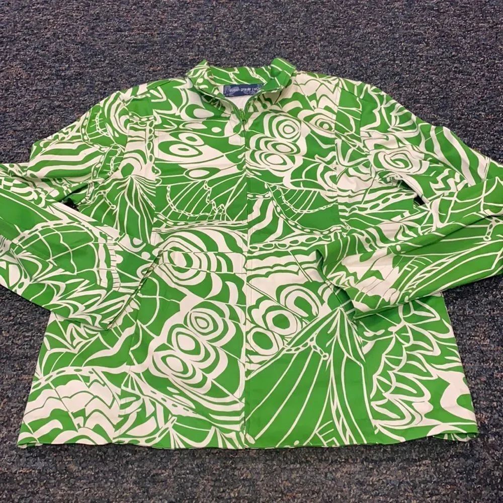 Susan Graver Green zip up light blazer sz. M